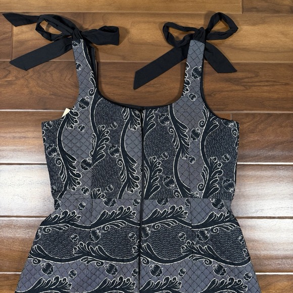 Antonio‎ Melani x Jennifer Sumko Size 12 Black Scroll Schwan Quilted Midi Dress - Picture 9 of 11